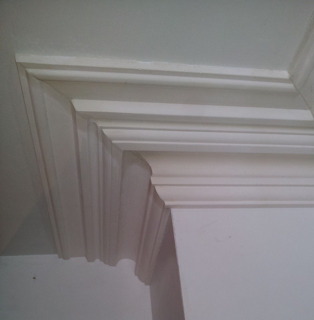 The Victorian V2 cornice in section, a wide stepped profile